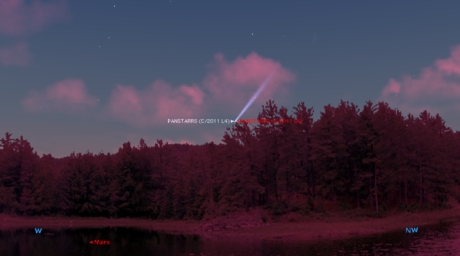 Comet PANSTARRS on March 25. (Image made using Starry Night)